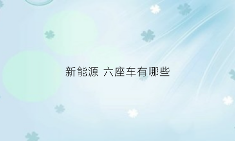 新能源六座车有哪些(新能源六座车有哪些牌子)